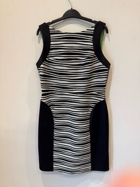 julia jordan Black and White Striped Sheath Dress